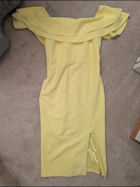 Bardot Yellow Off-Shoulder Midi Dress
